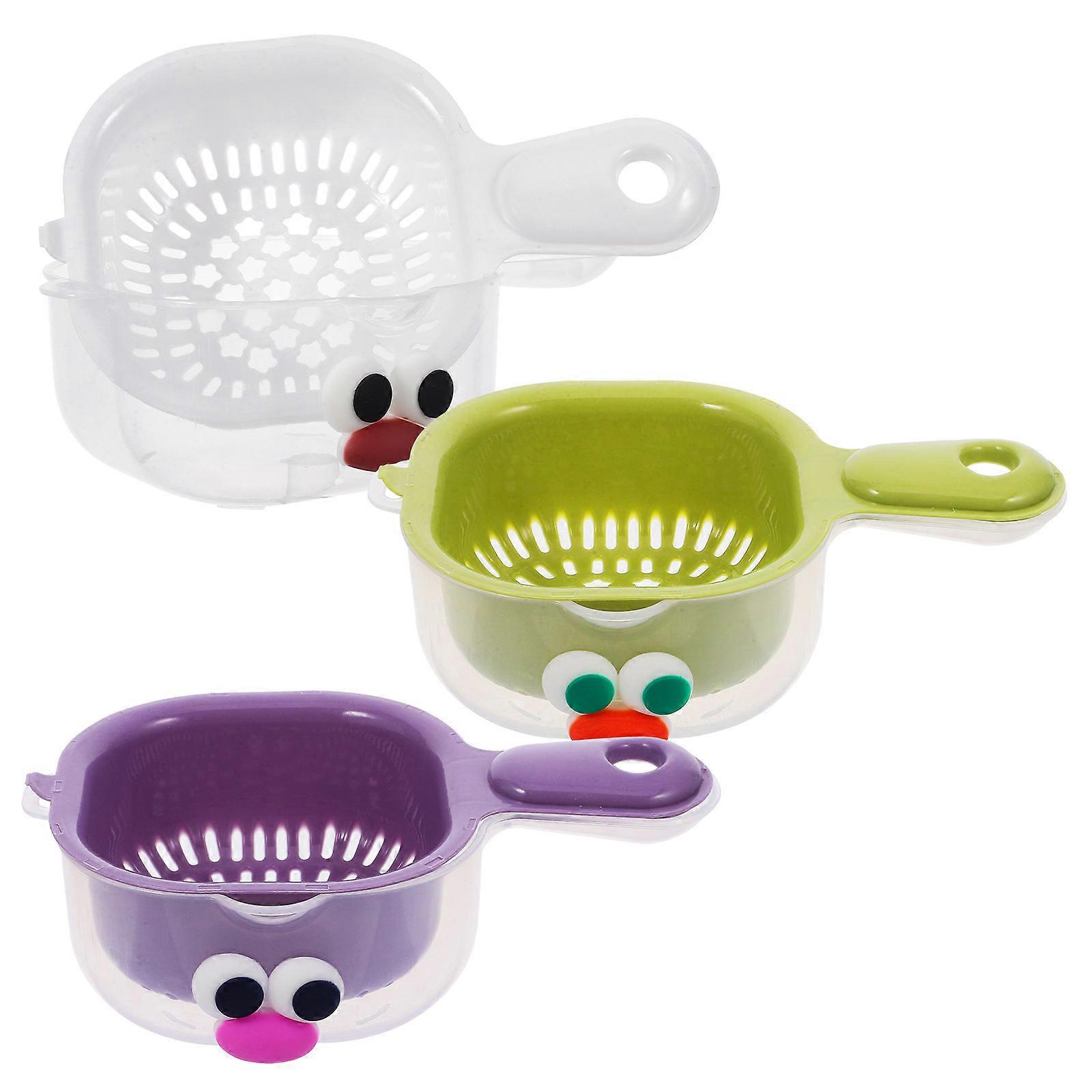 Fruit Basket For Kitchen Cleaning Basket Compact Elegant Purple PP 3 Sets