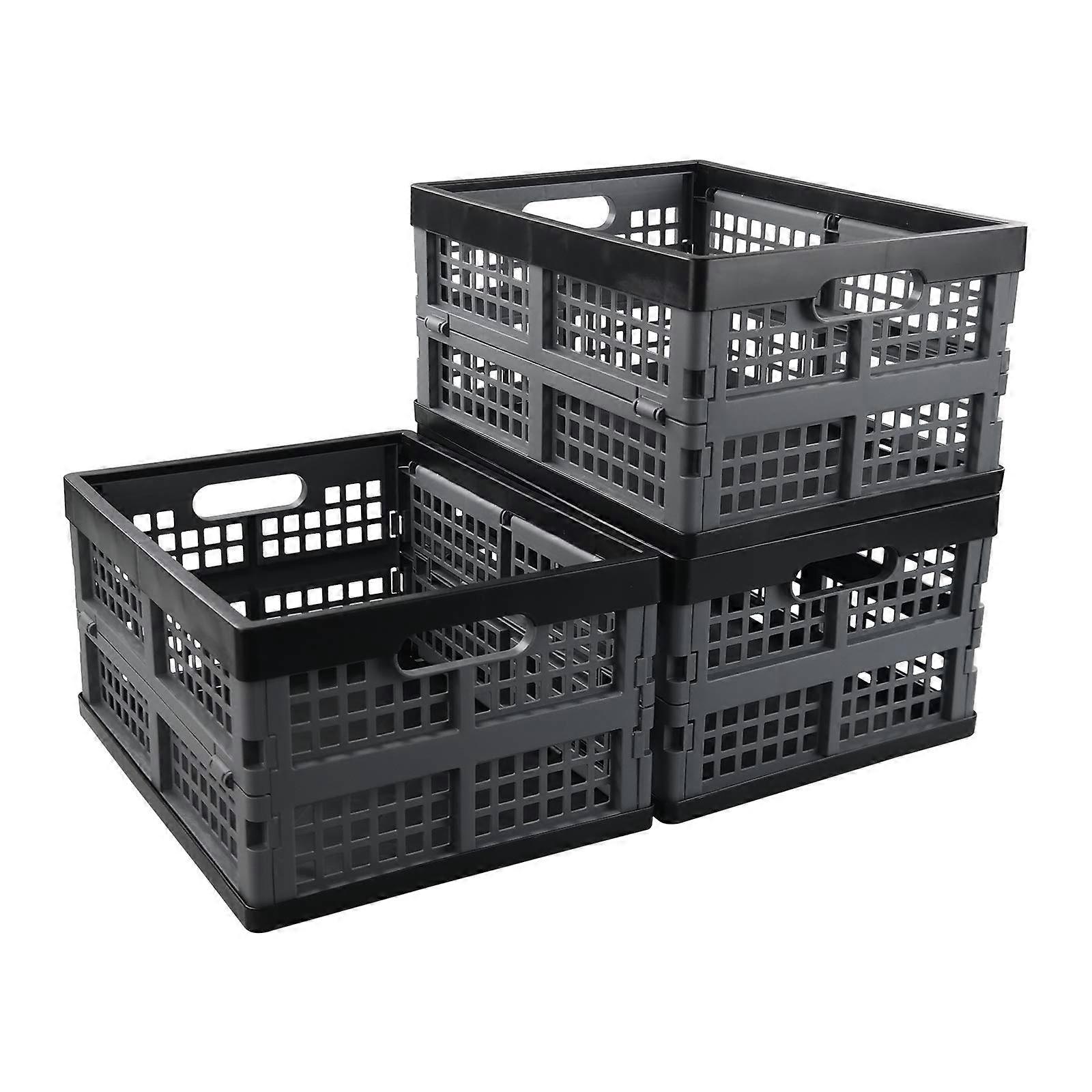 15L Plastic Folding Storage Crates Set of 3, Collapsible Organizer Bins for Home and Garage