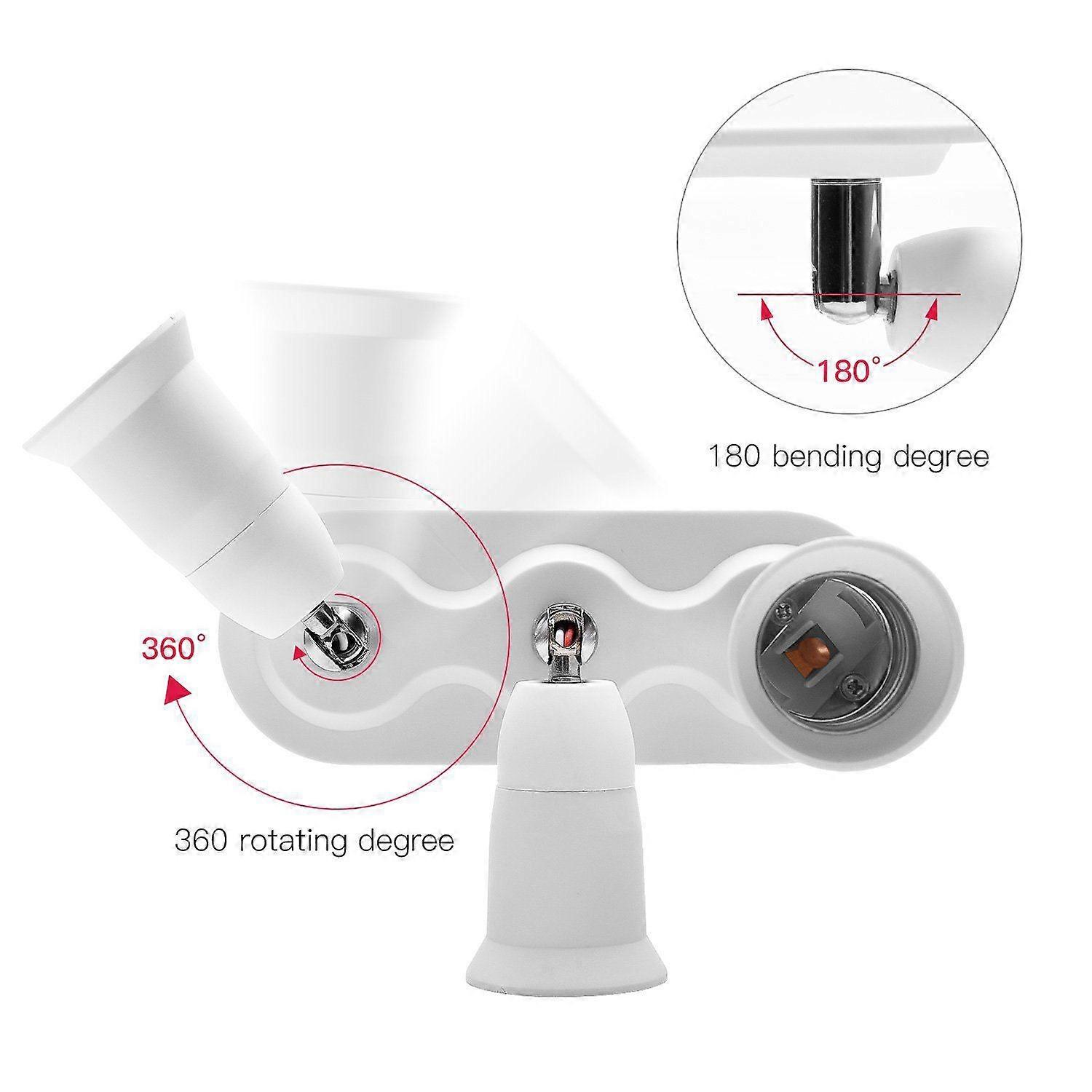3 in 1 E27 Adapter Converter Horizontal Designed 360 Degrees Adjustable 180 Degree Bendable Light Socket Splitter
