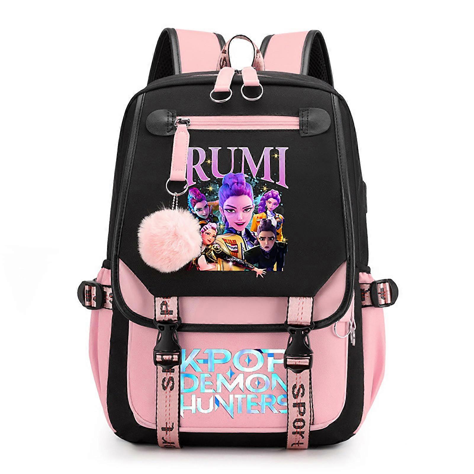 Sac à dos K-pop Demon Hunters, imprimé Demon Slayer animé et vibrant, spacieux et résistant pour l'école, les conventions d'anime et les voyages.