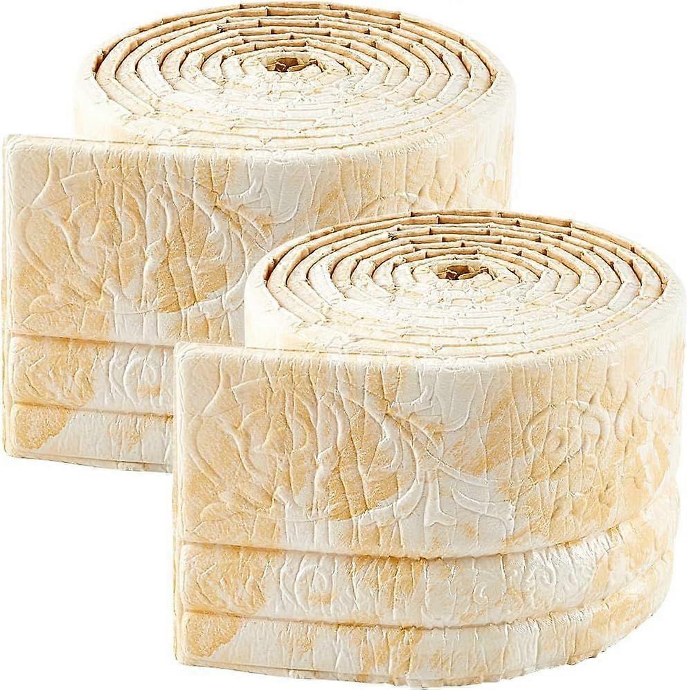 2 Rolls 91x4 Inch Wheat 3D Wall Edging Foam Flexible Wallpaper Border Molding Peel and Stick Mirror Edging Frame Lines Wall Base Ceiling Baseboard for