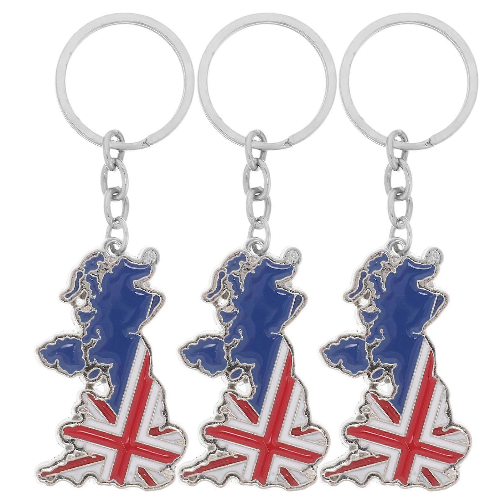 British Flag Keychain for Decoration with 3Pcs Uk Map Key Chain Set