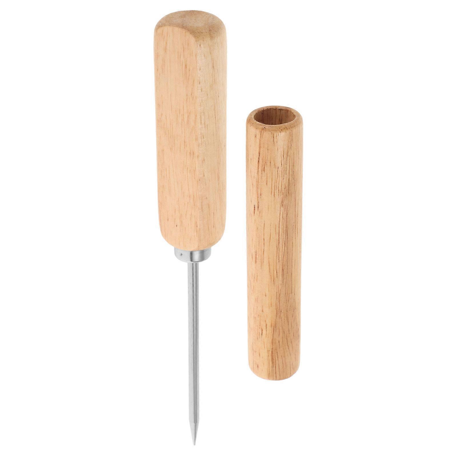 Stainless Steel Ice Pick with Wood Handle for Breaking Ice Manual Ice Crusher Tool Bartending Whiskey Ice Cube Breaker for Ice Shaving Tool Ice