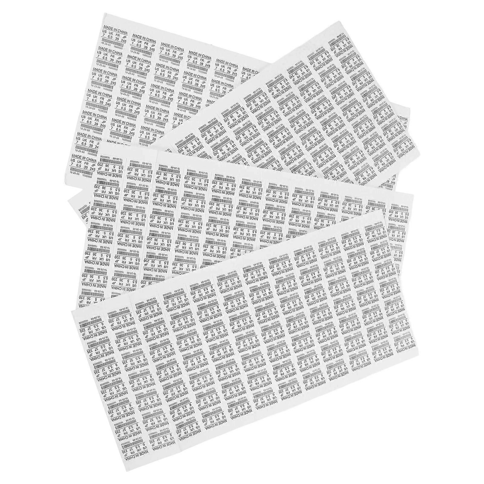 Universal Shoes Size Tags Adhesive Shoe Labels for Shoes 4 Sheets