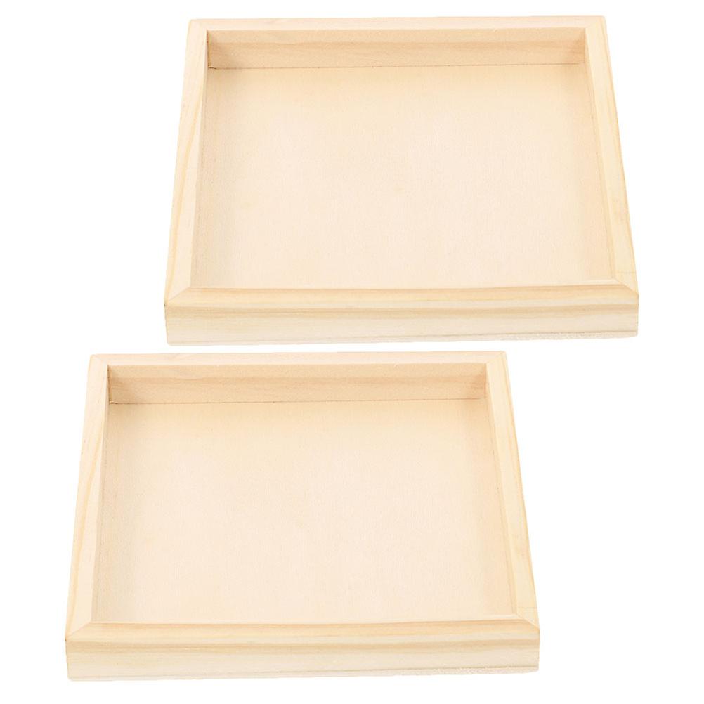 Square Shape Puzzle Tray Wooden Blocks Storage Trays for 2Pcs