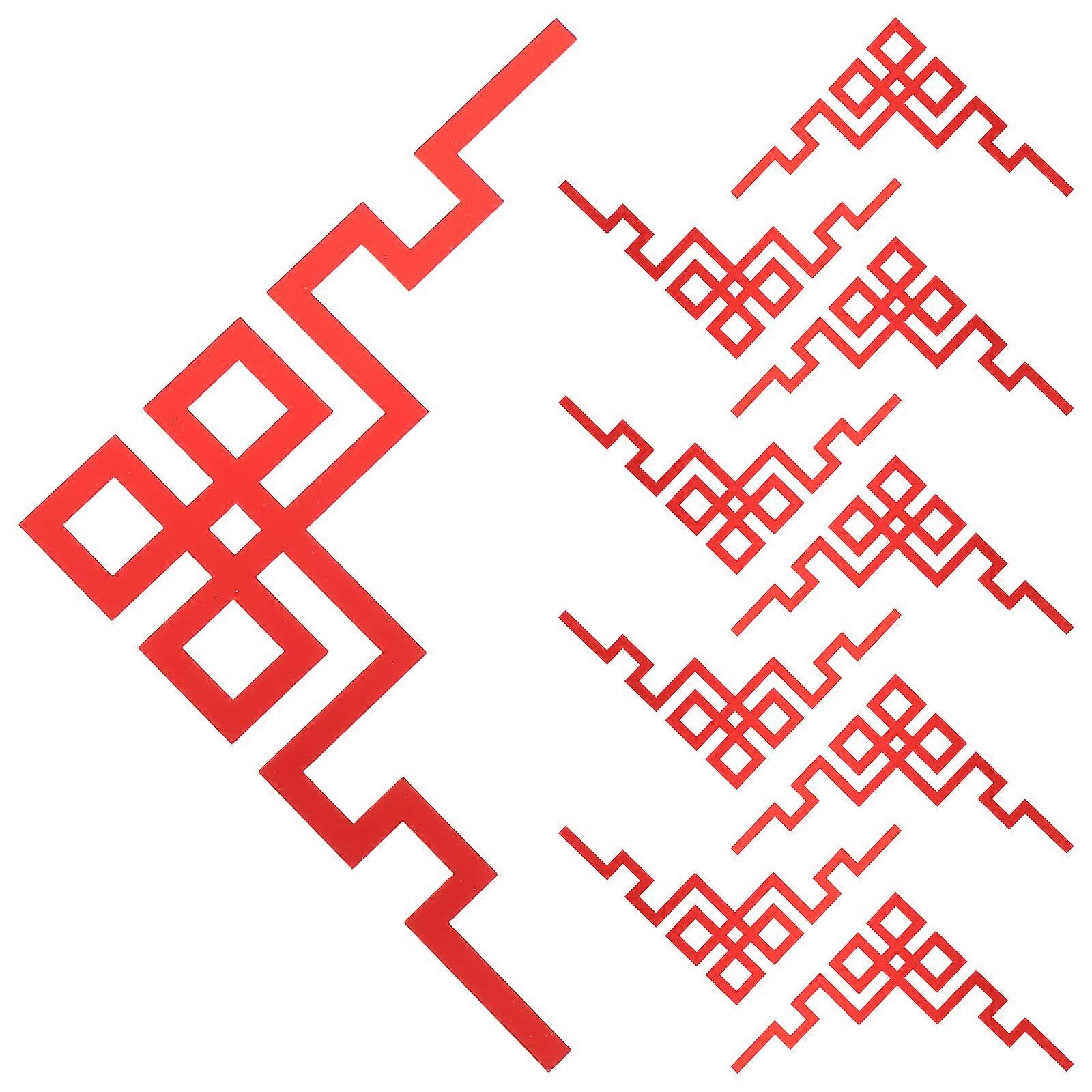 Acrylic Diagonal Flower Stickers Corner Mirror Decals for Wall 10Pcs Red