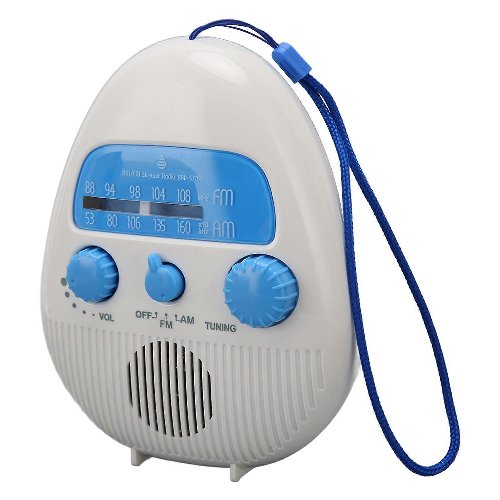AM FM Shower Radio Hanging Bathroom Radio With BuiltIn Speaker Rotating Knob Battery Operated