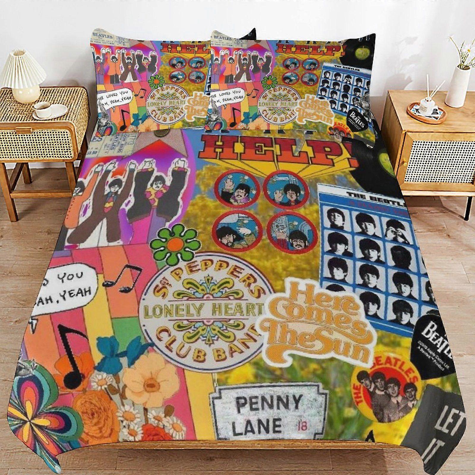 The beatles Complete Bed Solution Long Thread Use Durable Zip Soft Touch Duvet Cover Sets Practicality