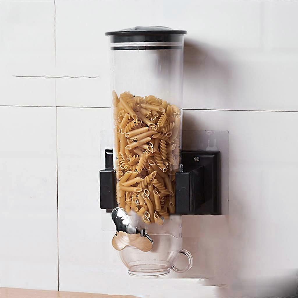Wall Mounted Cereal Dispenser Single Barrel Dry Food Container with Cup Lid Mess Design
