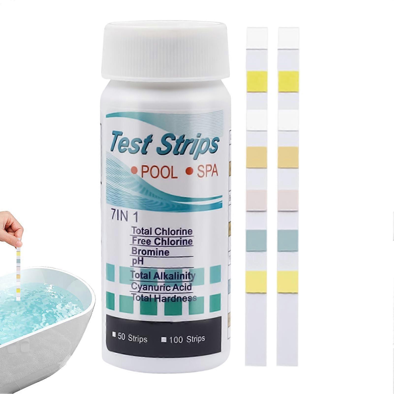 Pool Test Strips 100Pack for Chlorine pH Alkalinity, Fast Accurate MultiParameter Water Testing Kit