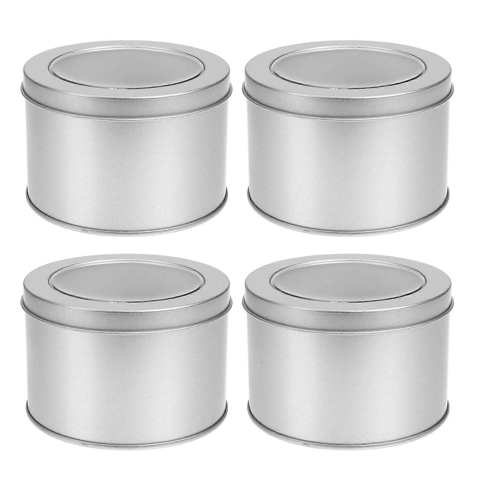 Round Tinplate Candy Tins for Storage Metal 4Pcs Set