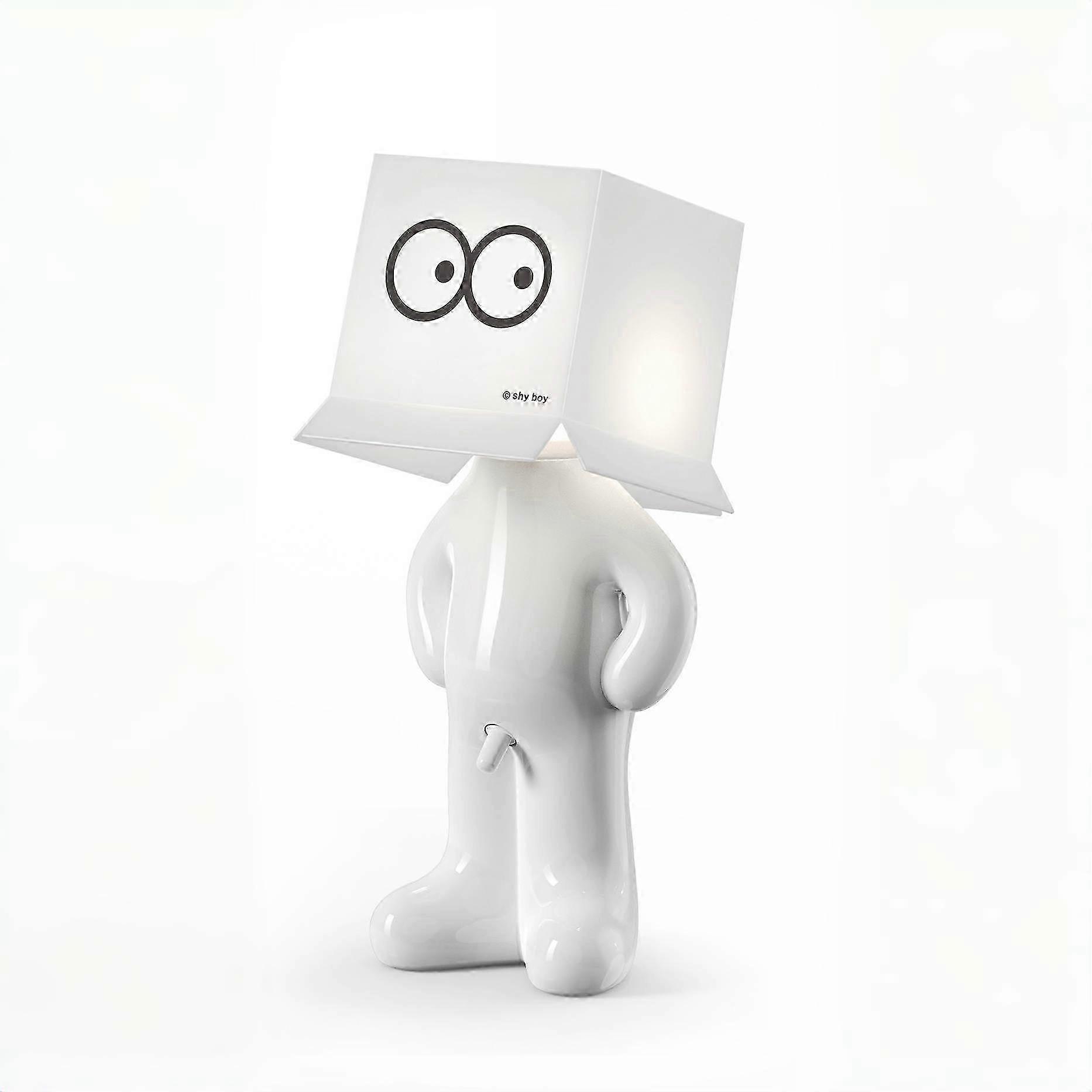 2025 Chic White USB Night Light with Square Face and Big Eyes