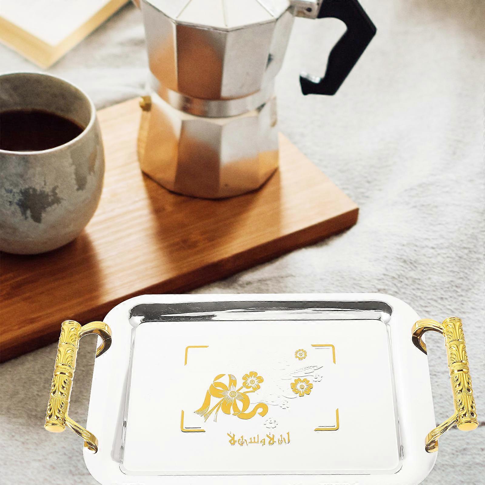 Dessert Tray Plastic Serving Platter with Handle for Home Use 5Pcs