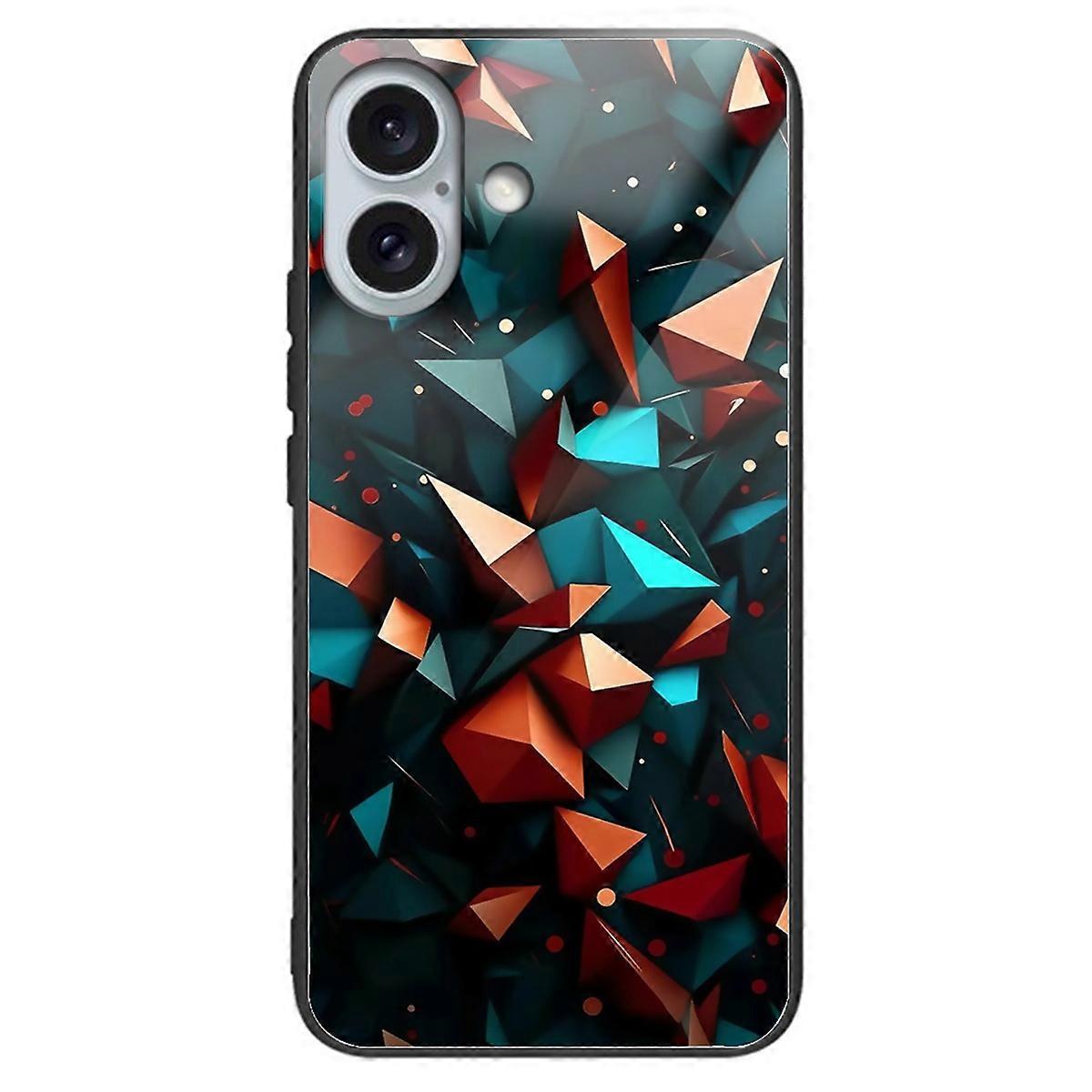 For iPhone 16 Case Tempered Glass TPU Drop-Proof Phone Cover Pattern Printing