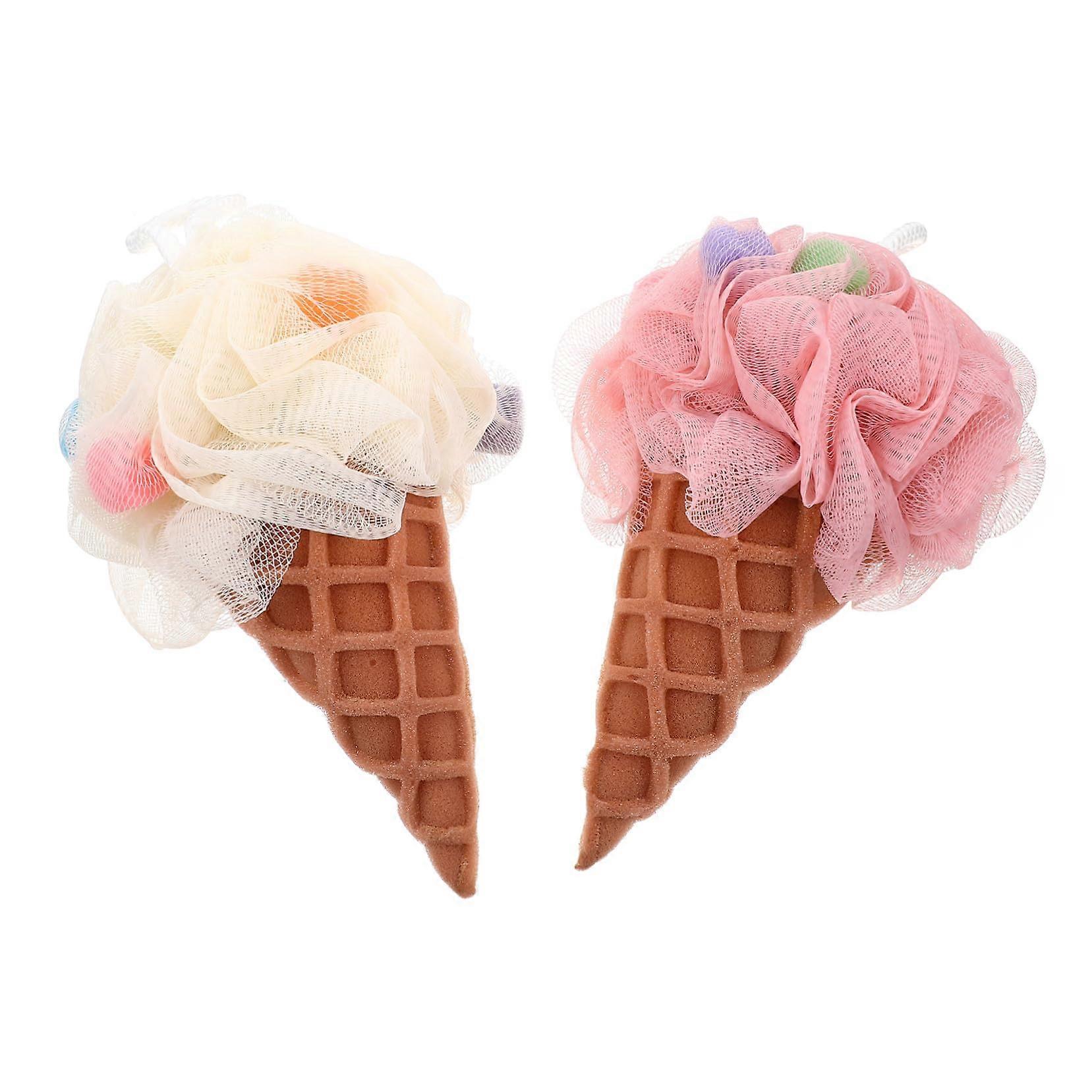 Shower Loofah with Handle 2 Pack Soft Exfoliating Bath Sponge for Deep Cleansing White and Pink