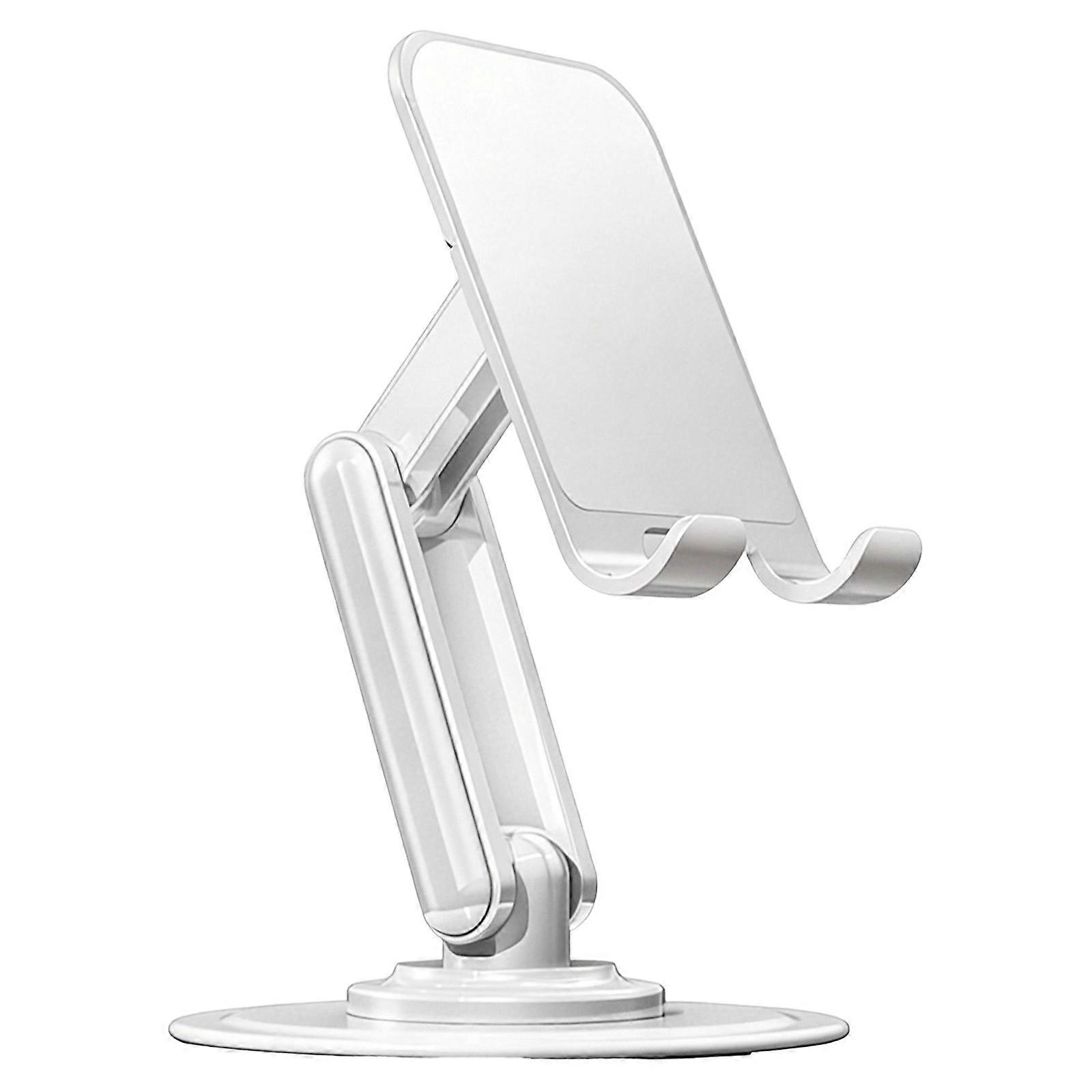 Portable Foldable Adjustable Three Stand with 360 Rotatable Base Not Slip Lightweight Rack for Phones & Tablets  White