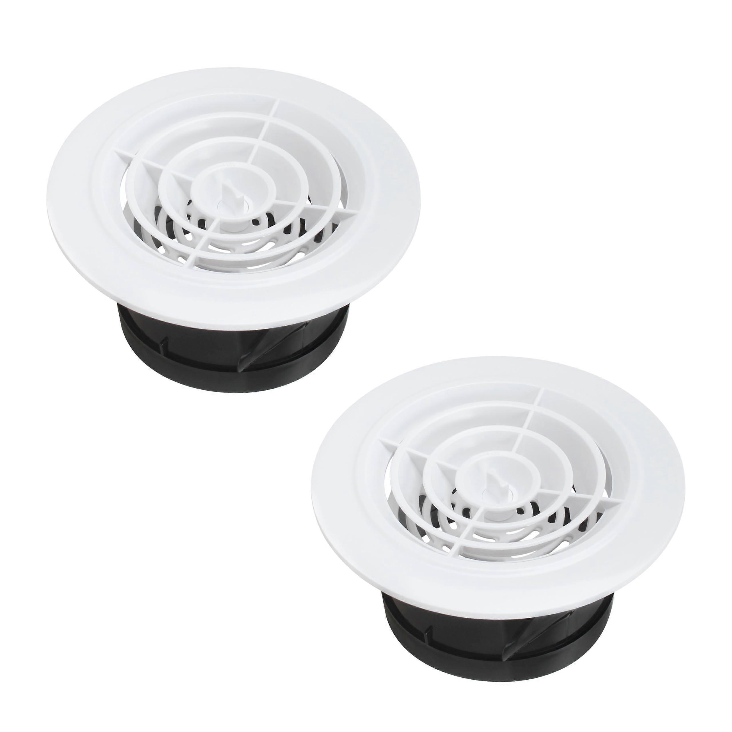 4 Inch Round Air Vent Cover White Adjustable ABS Soffit Vent for Bathroom Kitchen with On/Off Control