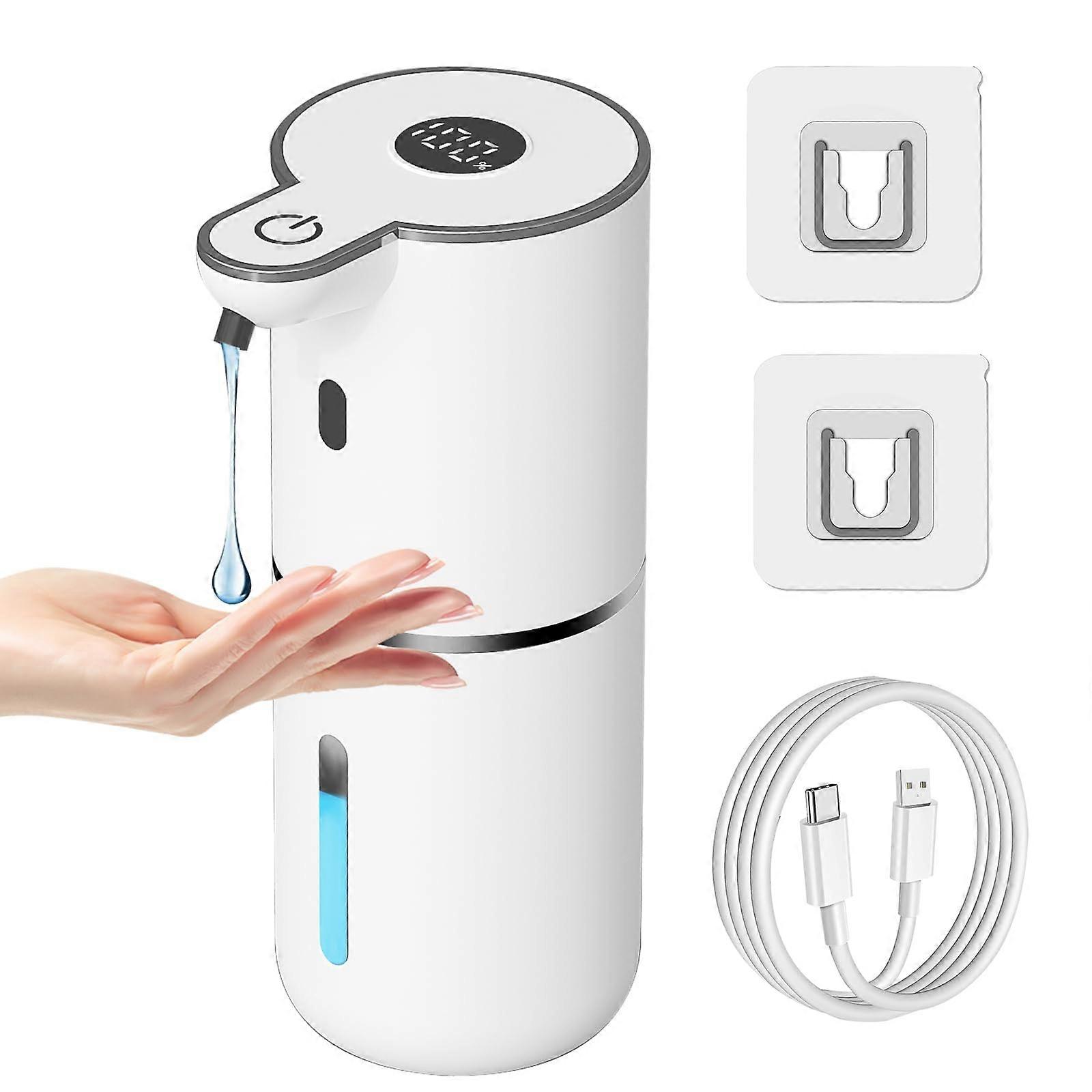Automatic Soap Dispenser Touchless Wall Mounted with Smart Sensor, 6Level Control, USBC Charging, 12.8oz White for Kitchen and Bathroom