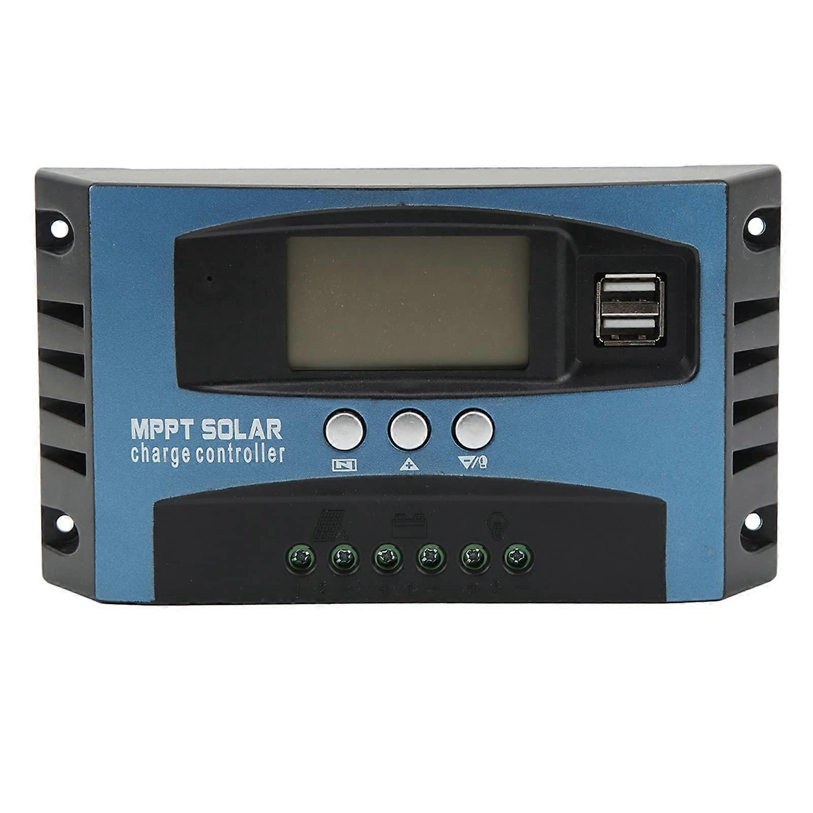 MPPT Solar Charge Controller 60A LCD Display Dual USB 12V 24V Regulator for Off Grid RV Boat