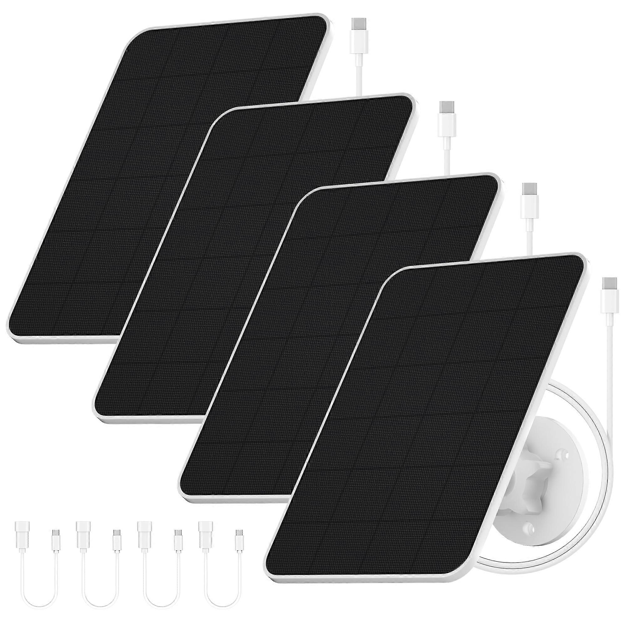 4 Pack 4W Solar Panel IP65 Waterproof Charger with USBC and Micro USB for eufyCam 2C/2C Pro E Series
