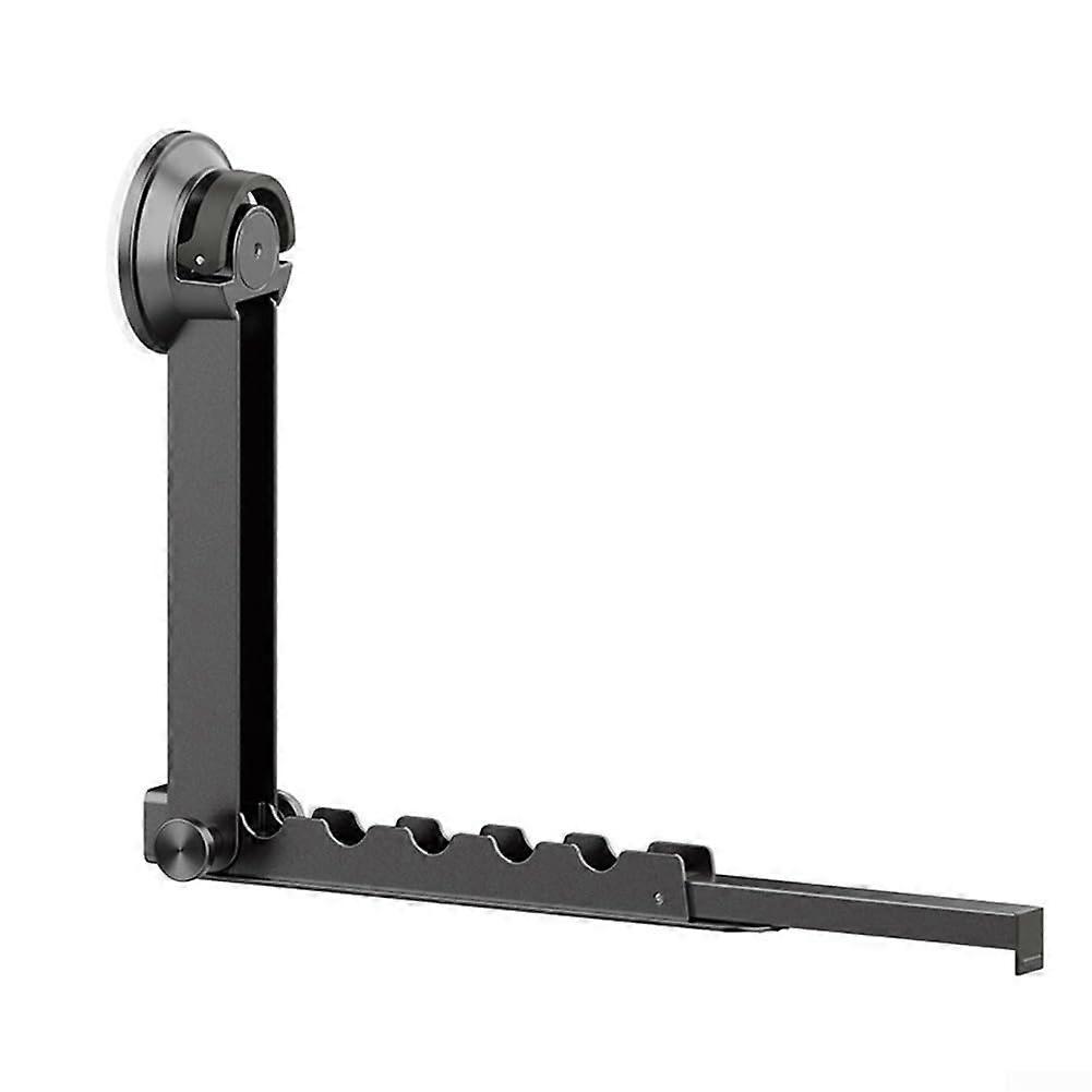 Foldable Suction Cup Clothes Drying Rack, RustResistant Aluminum Hanger for Bathroom Travel Grey