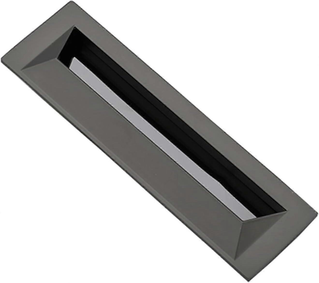 Cabinet Handles Rectangular Zinc Alloy Flush Mount Sliding Door Pull Hidden Screw 96mm Gray
