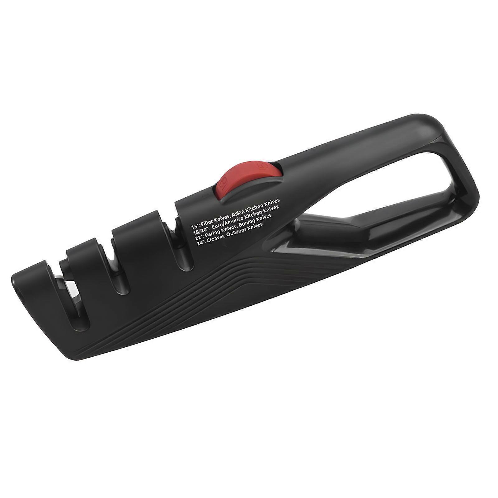 Flexible Whirling Corner Cutter Sharpener for Inside Tasks Highlighting Not Slip Bottom and Multiple Functional Sharpening Openings Safety  Red