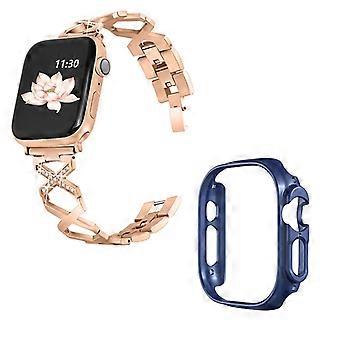 Pasek ze stali nierdzewnej w kształcie litery X do zegarka Apple Watch Ultra 49 mm z ozdobnymi kryształkami