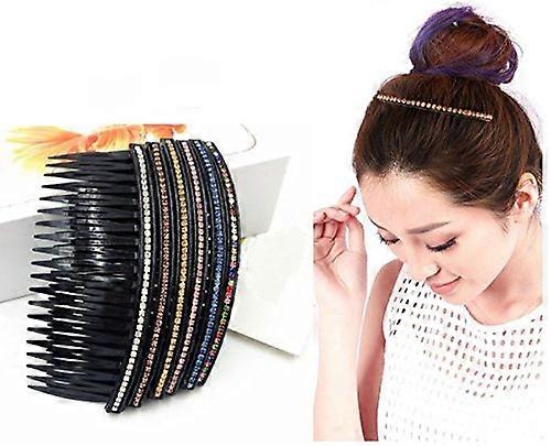 6PCS PVC Plastic Snap On Hair Combs with Rhinestones for Quick Styling, MultiColor Set