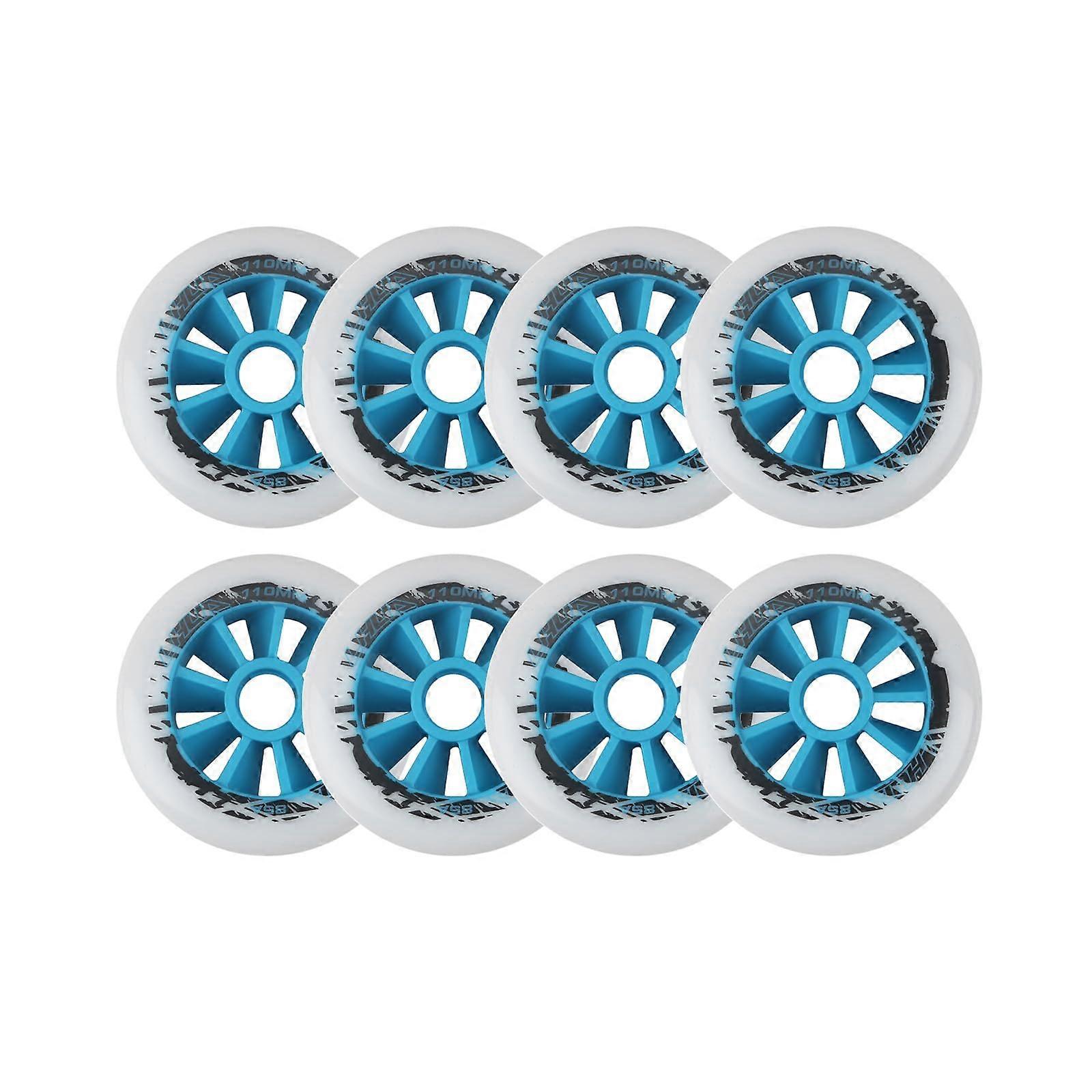 110mm Inline Skate Wheels 8Pack, Durable PU Replacement Wheels Compatible with Rollerblade for Indoor Outdoor Skating
