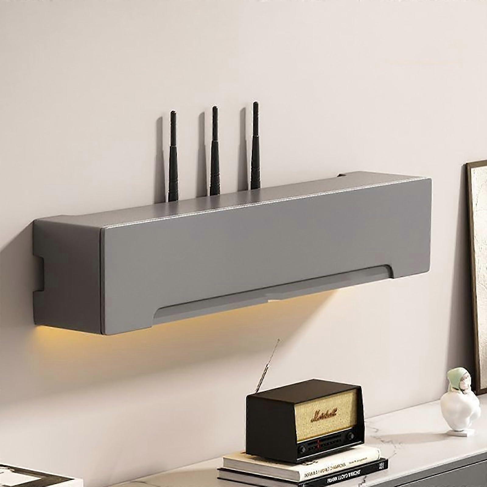 Wall Mounted Router Storage Box with Cable Concealment and Ventilation, Gray 100x20x20cm