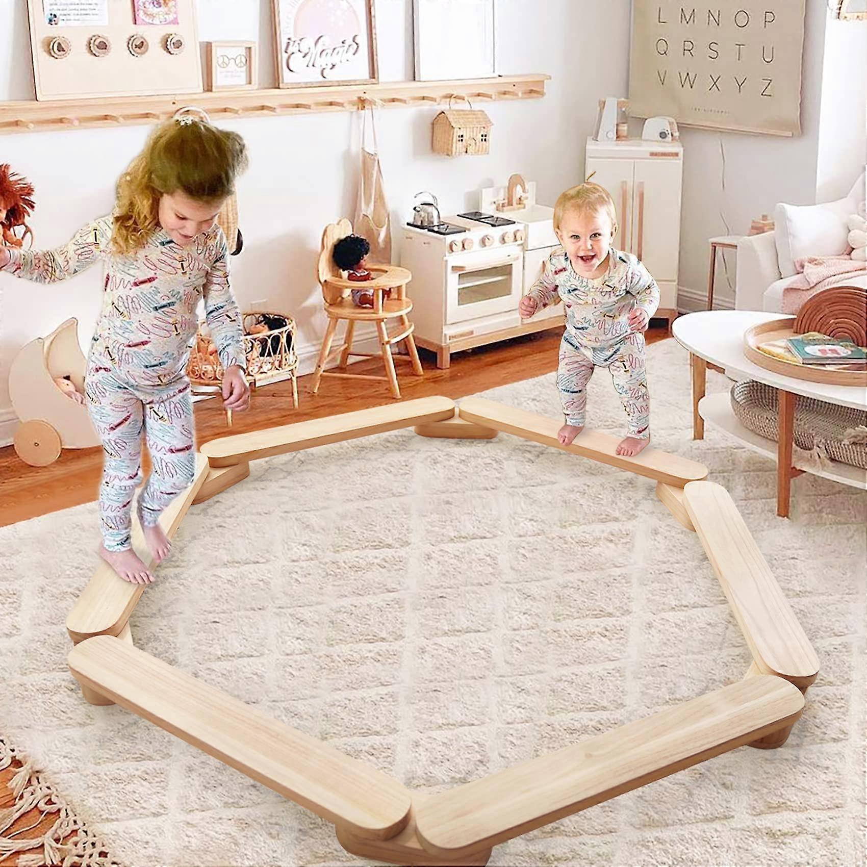 Wooden Balance Beam Set for Kids with Modular Layout Options and Solid Wood Construction