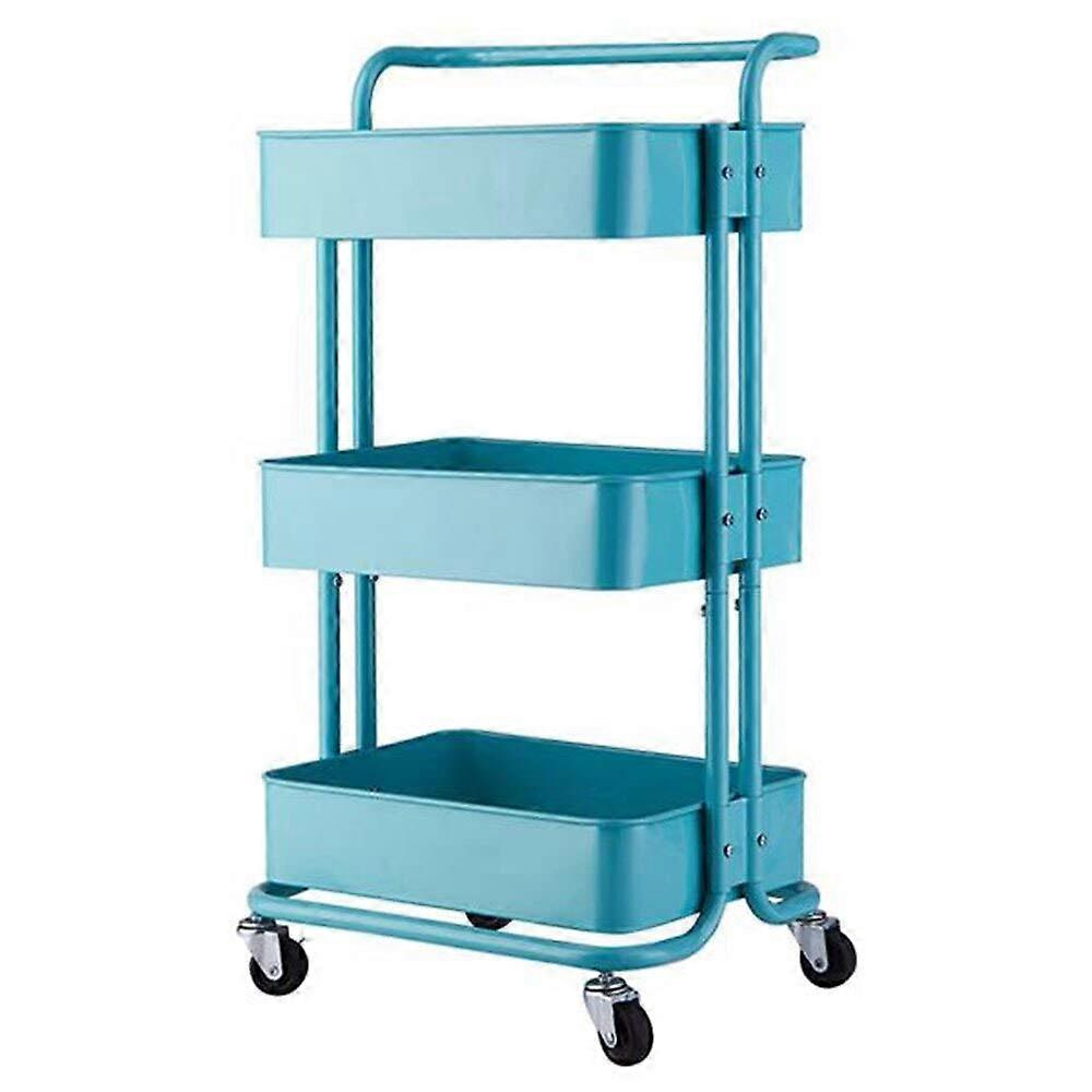 3 Tier Rolling Storage Cart with Sturdy Handle for Home Organization and Space Saving