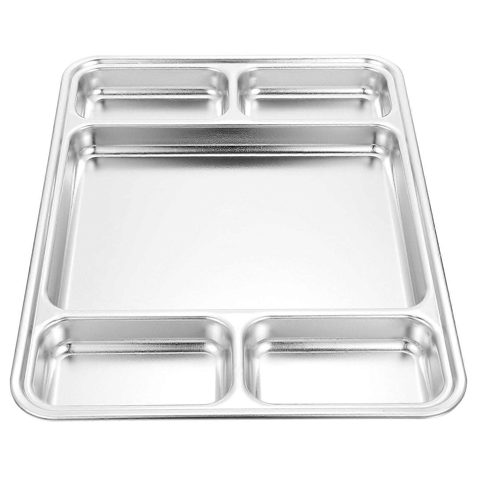 Stainless Steel Plate Divided Plate for Kitchen Use 1Pcs Silver