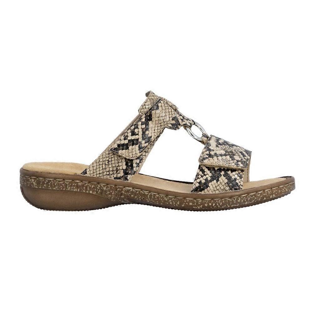Women's Rieker 628P9-20 | Python Print | Womens Snake Print Riptape Mules