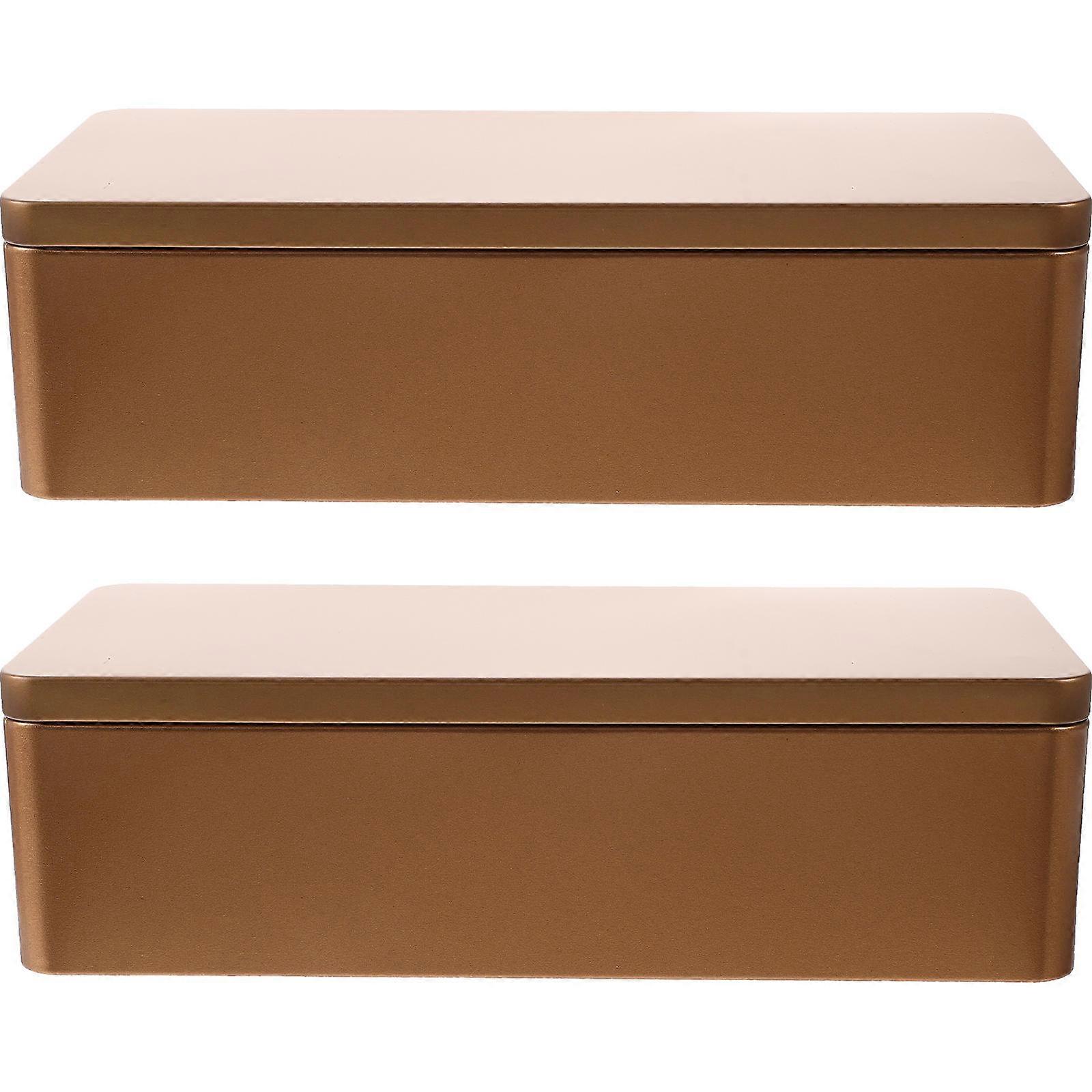 2pcs Rectangular Tin Boxes Lidded Tea Bag Tea Leaf Containers Gift Boxes