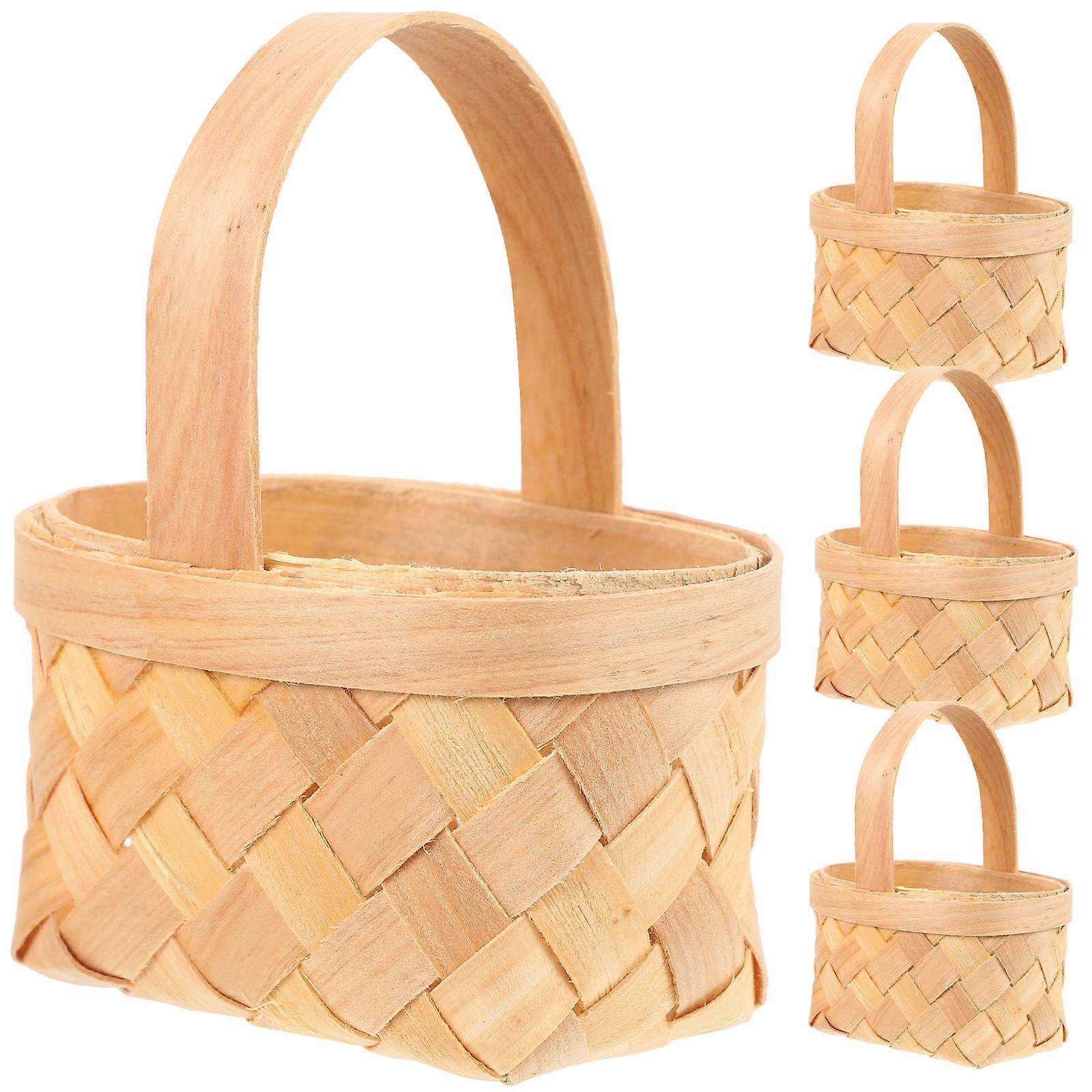 4pcs Simple Hand-woven Baskets Pretty Flower Baskets Practical Gift Baskets