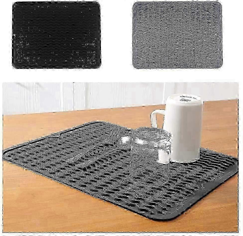 Multi-Function Silicone Draining Mat, 40x30cm Dish and Utensil Drying Mat, Soft