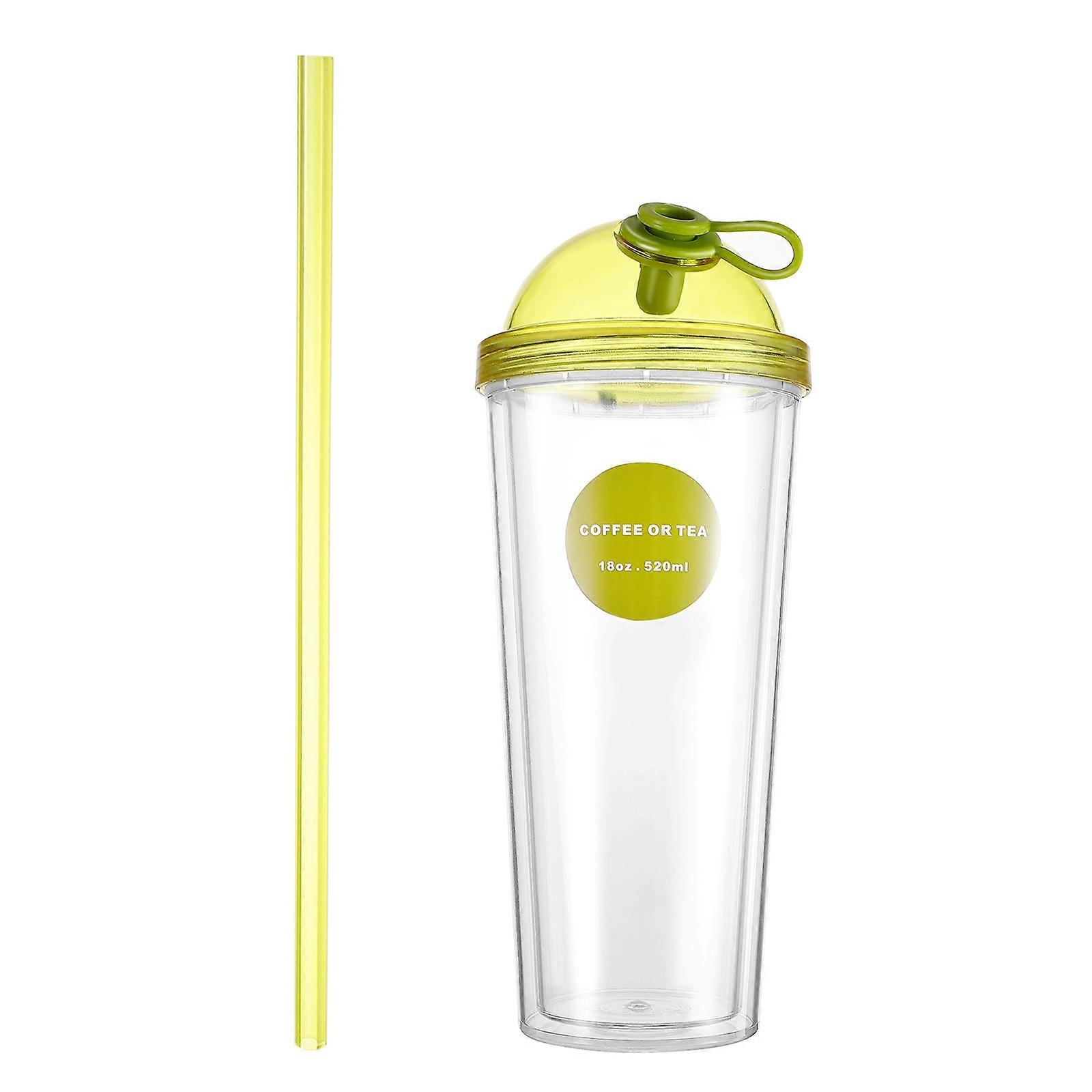 Straw Cup Double-Layer Drinking Cup with Straw for Practical Use