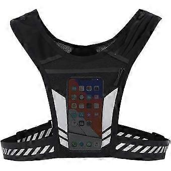 Suporte de telefone do colete de corrida, colete de corrida reflexivo respirável, colete de corrida esporte compatível com corrida, academia, ciclismo