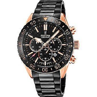 Festina musta ruostumattomasta teräksestä valmistettu keraaminen kronografi F20578/1 miesten kello