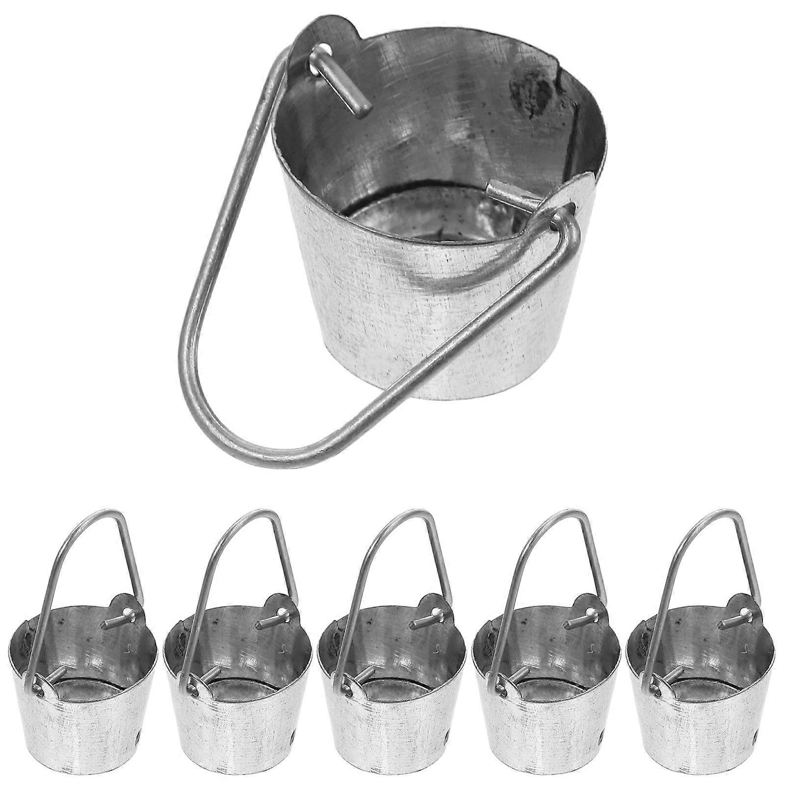 6pcs Miniatur-Eiseneimer-Modell Puppenhaus Mini-Garten-Eimer Mini-Garten-Layout-Eimer-Modell