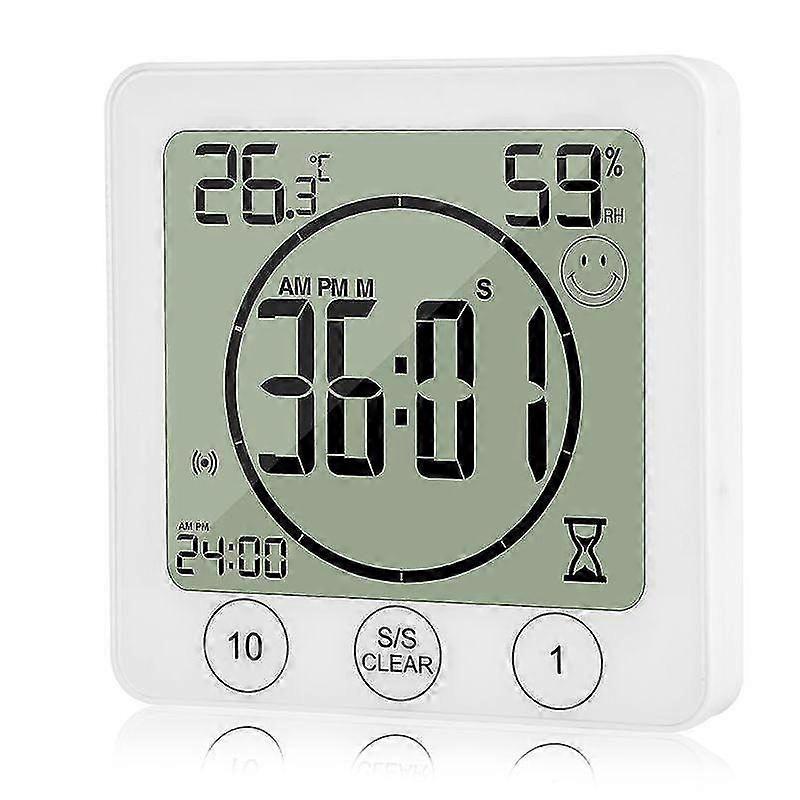 LCD Waterproof Bathroom Wall Clock with Temperature, Humidity Display & Countdown Timer - Stylish & Functional