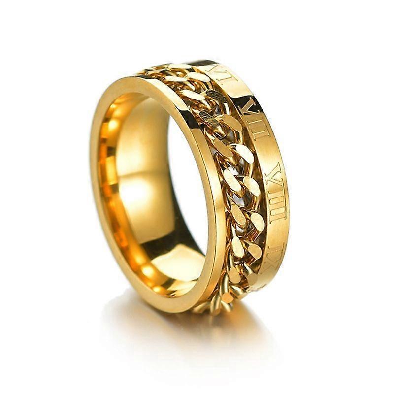 2 PCS Roman Numerals Titanium Steel Ring