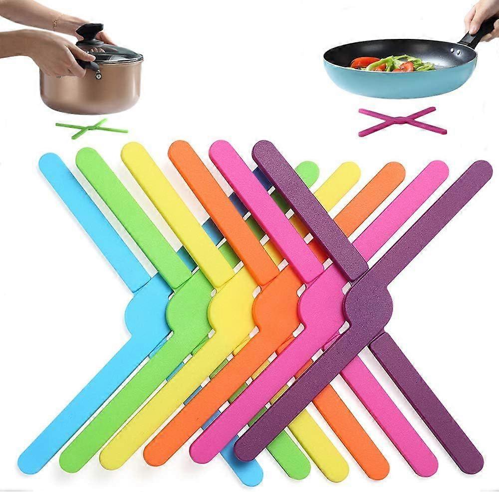 Silicone Foldable Coasters Set of 6, Heat Resistant Kitchen Trivets, Non-Stick and Non-Slip Dish Mats for Countertop Protection