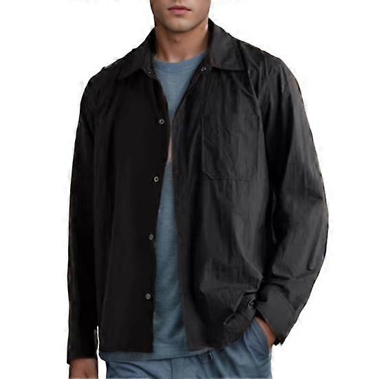 Men Coat Lapel Long Sleeve Solid Color Button Placket Jacket Spring Autumn