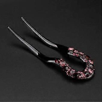 2 Pieces U Shape Hair Fork Elegant Hair Barrette Comb Rhinestones Decorative Hair Pins Stick Fashion Hair Accessories for Women Buns