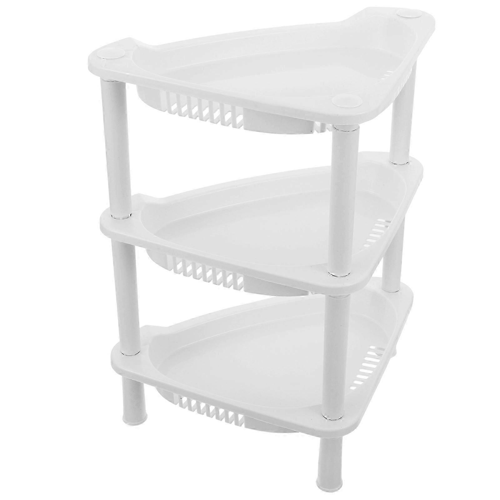 3 Layer Plastic Corner Shelf Organizer for Storage Use White