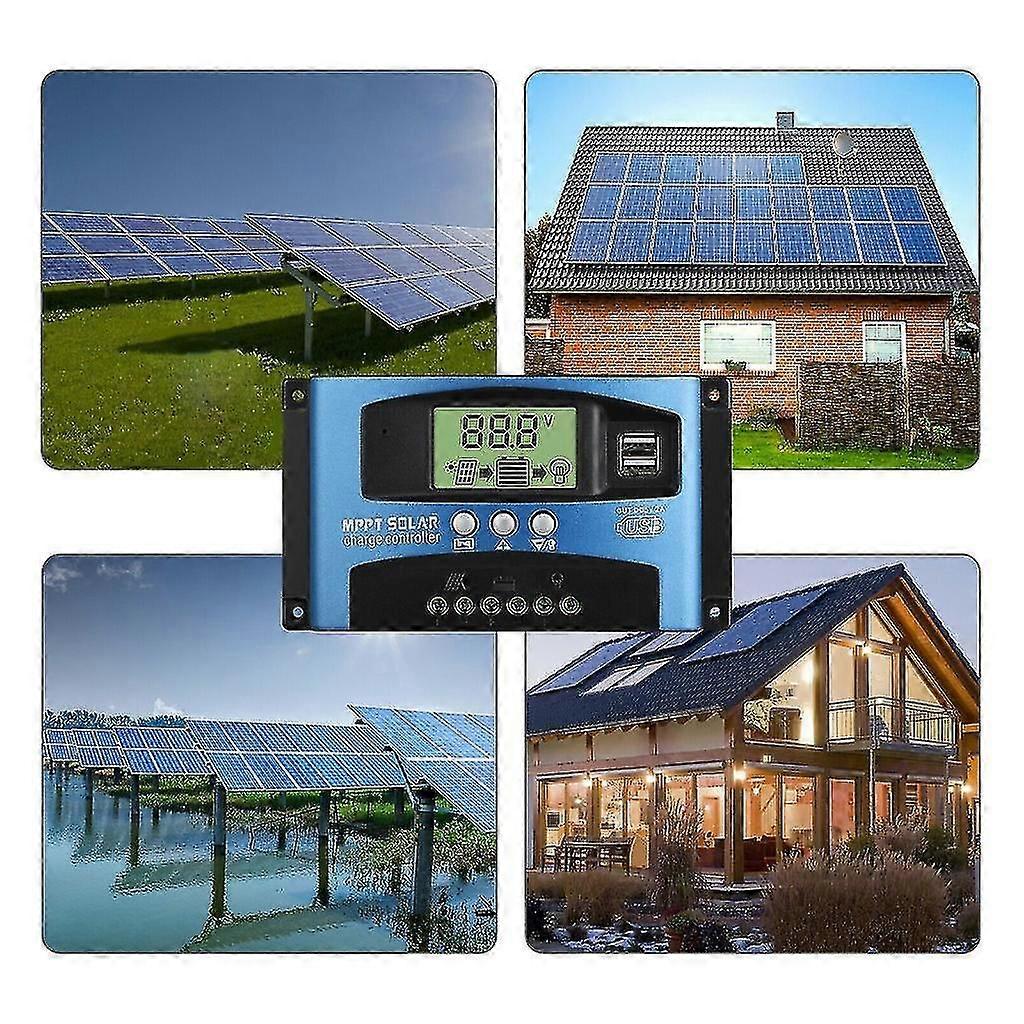 Solar Charge Controller Solar Panel Controller 12v/24v Adjustable Lcd Display