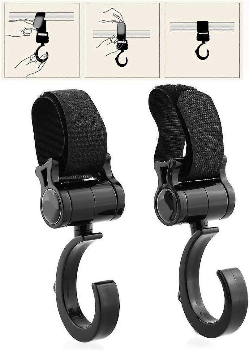 2 pieces stroller hooks Versatile children for stroller stroller hooks black